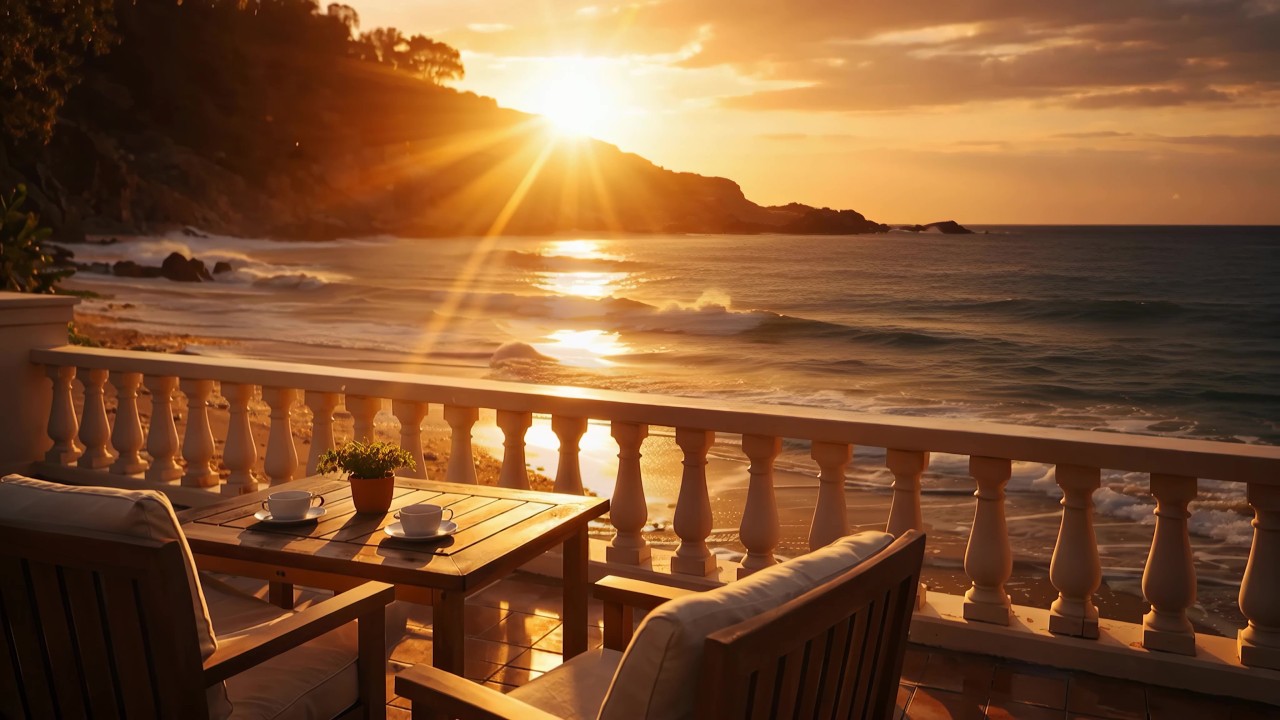 Golden Sunset by the Sea - 3 Hours Ocean Waves