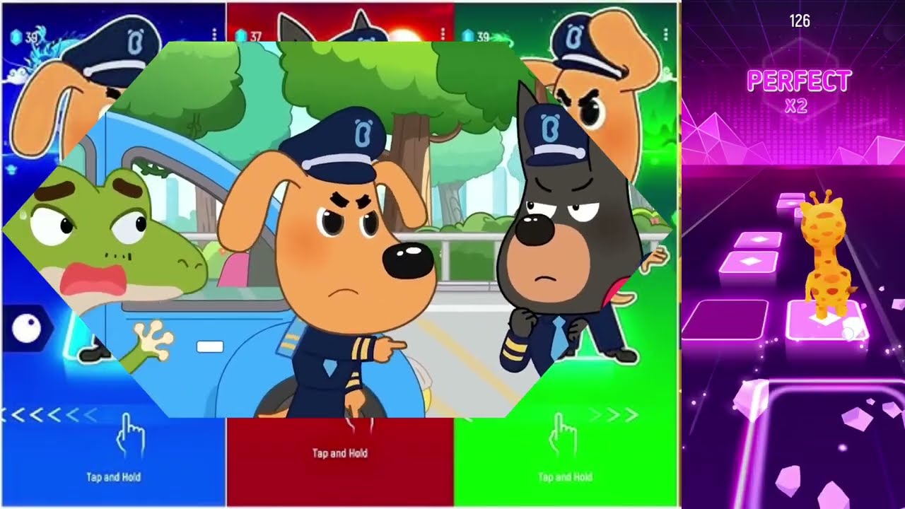 SHERIFF LABRADOR EXE vs DOBIE EXE vs SHERIFF PAPILLON EXE x Coffin Dance | Tiles Hop