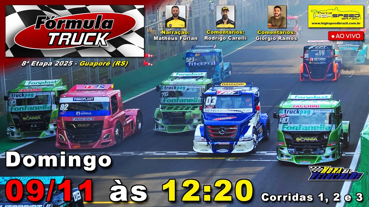 🔴 F&Oacute;RMULA TRUCK | Corridas 1, 2 e 3 | 8&ordf; Etapa 2025 | Guapor&eacute; (RS) | Ao Vivo