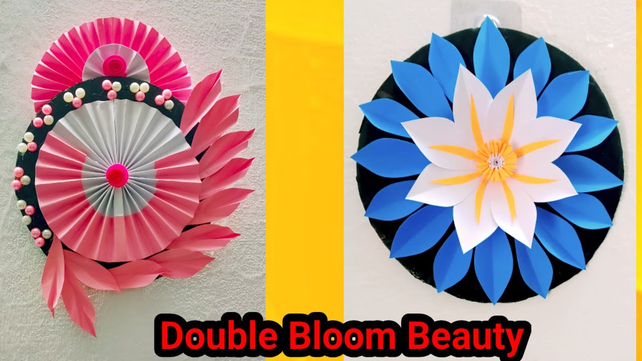 2 Beautiful Paper Flowers Wall Hanging / Easy And Simple Wall Hanging Craft Ideas 