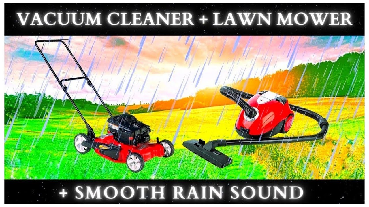 ★ 10 Hours Vacuum Cleaner sound + Lawn Mower + Rain sound (Dark screen) Relax, Sleep, Soothe a baby