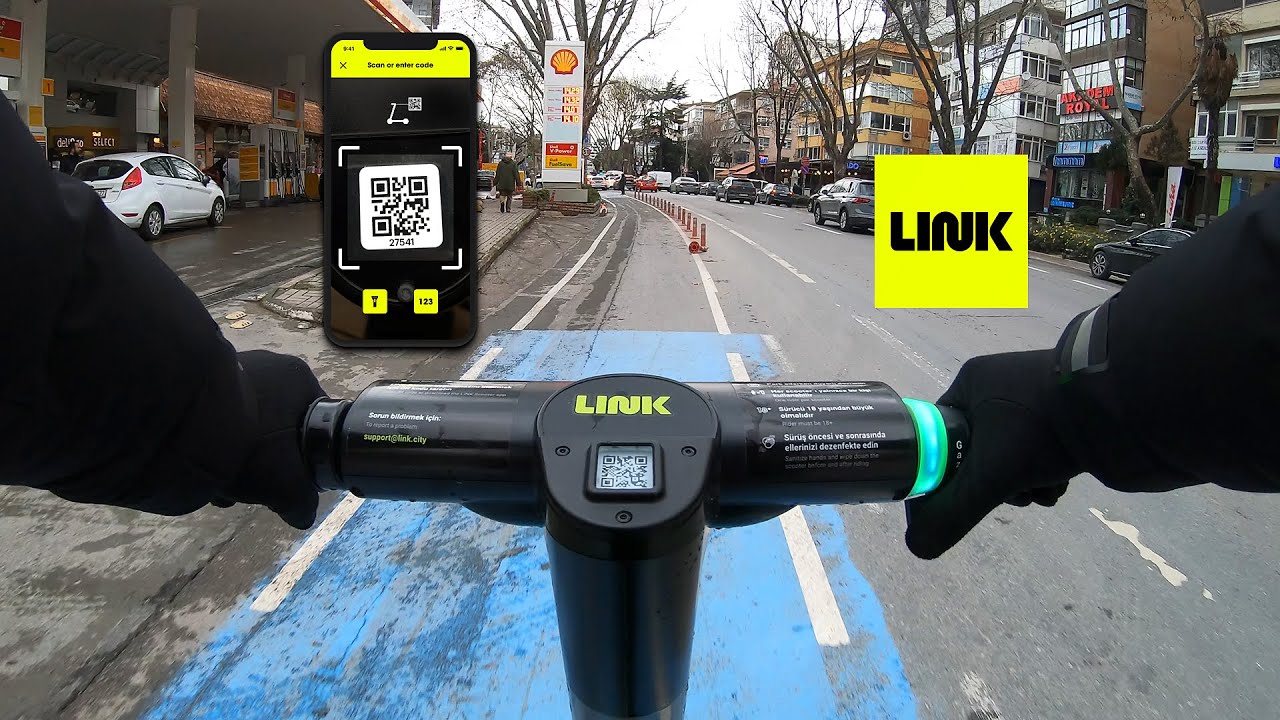 "Link" Electric Scooter To Rent - Istanbul Kadıköy Ride (Environment Sound Only) 4K