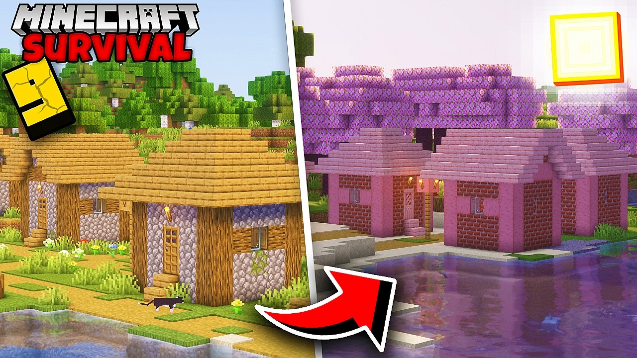 Minecraft Survival'da Köyü PEMBE'YE Çevirdim‼️