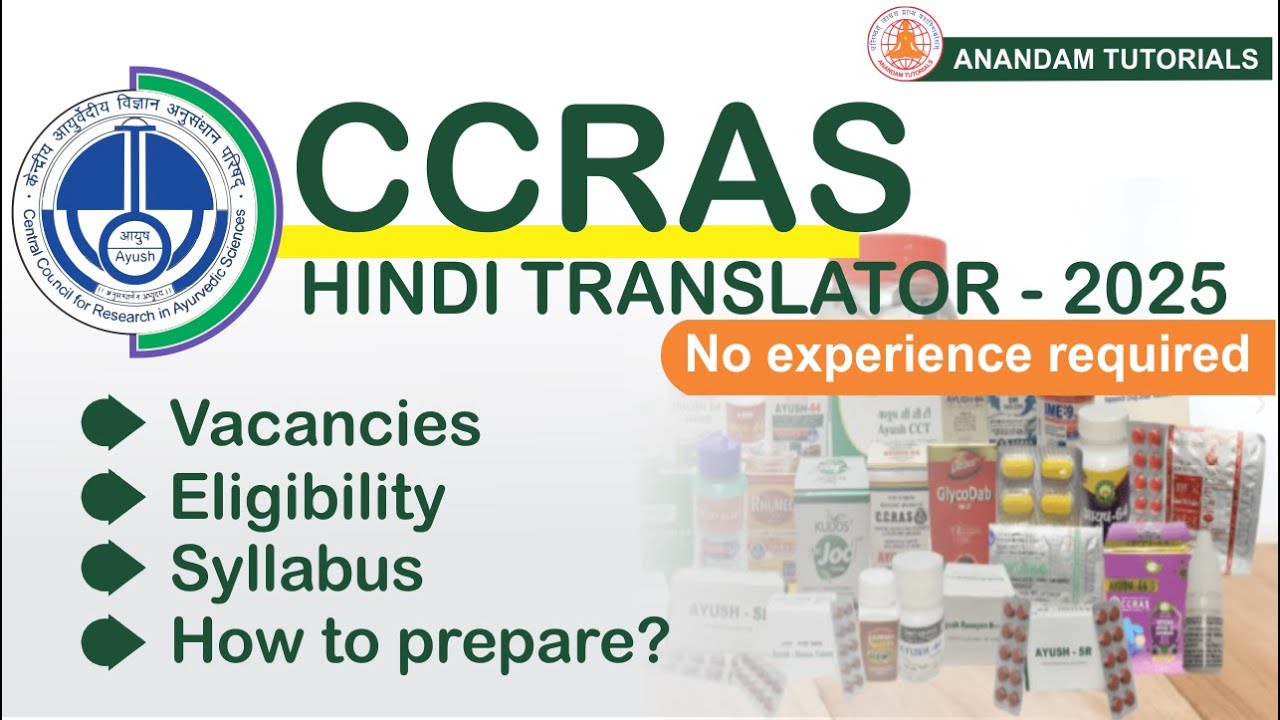 CCRAS Translator (Hindi Asst.) Vacancies, Eligibility, Syllabus