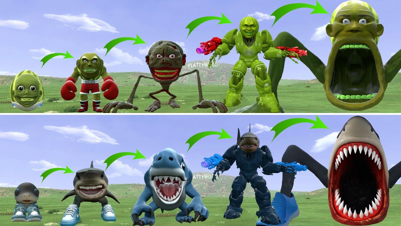 YES YES: ALL THE NEW EVOLUTIONARY FORMS OF THE LINGANG MELON VS TRALALERO TRALALA FAMILY IN GMOD!