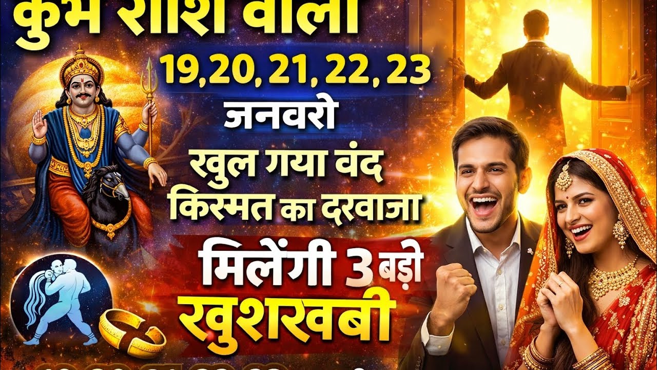 कुंभ राशि वालों 19–23 जनवरी खुल गया किस्मत का दरवाज़ा | मिलेंगी 3 बड़ी खुशखबरी | शनि का आशीर्वाद 🔥📈