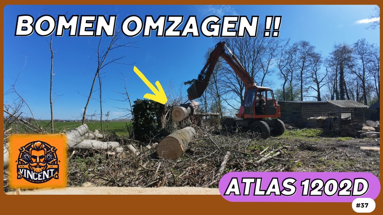 Atlas kraan 1202D opknappen Afl 38 Bomen zagen!  Slepen met de Atlas