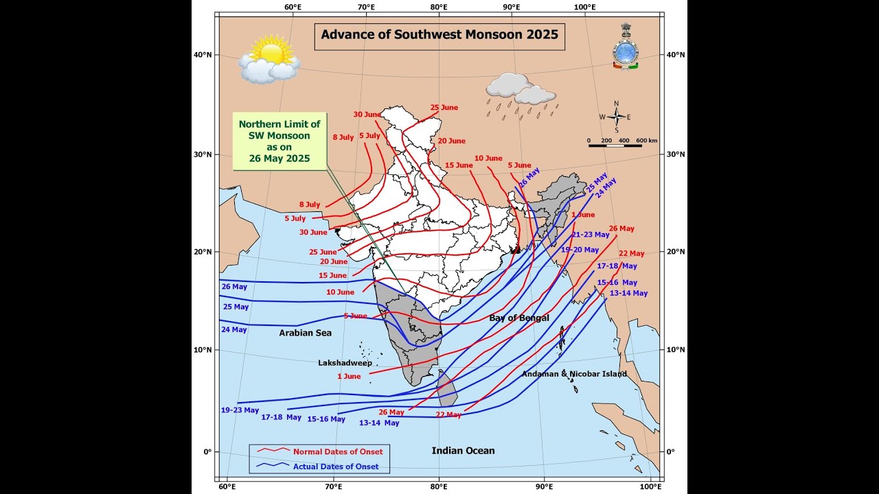 Southwest Monsoon onset set over Andhra Pradesh on 26 May 2025