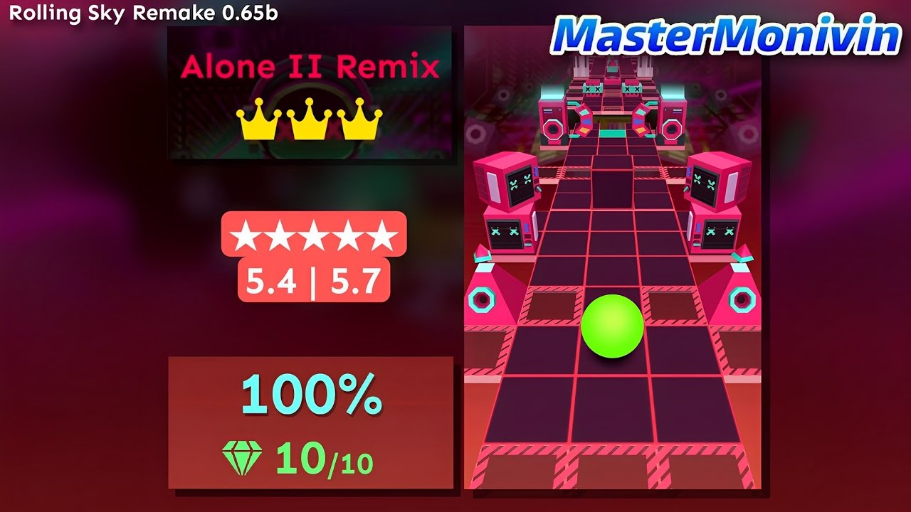 「Rolling Sky Remake 0.65b」Alone II Remix | Level 7 ★★★★★ | MasterMonivin