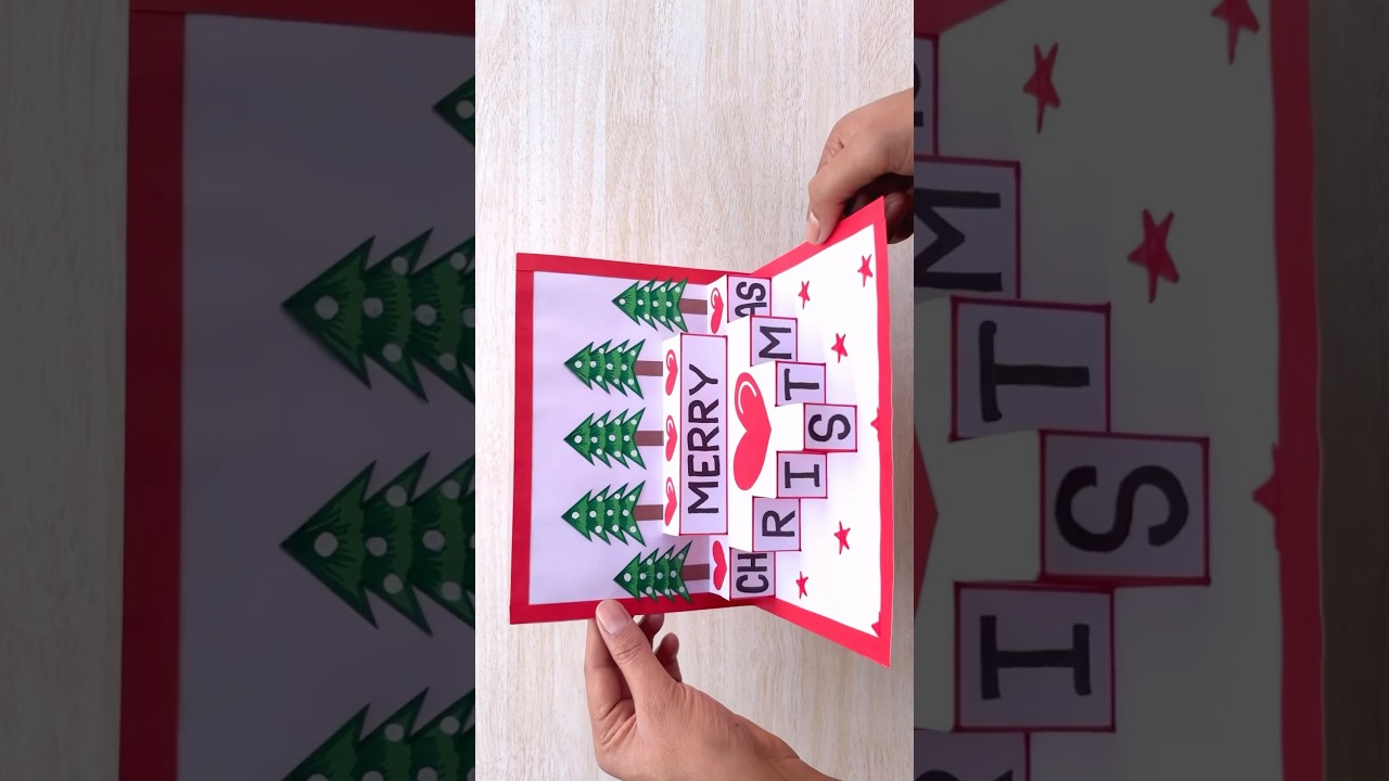 Christmas pop-up card // Merry christmas greeting card making // Christmas card handmade #shorts