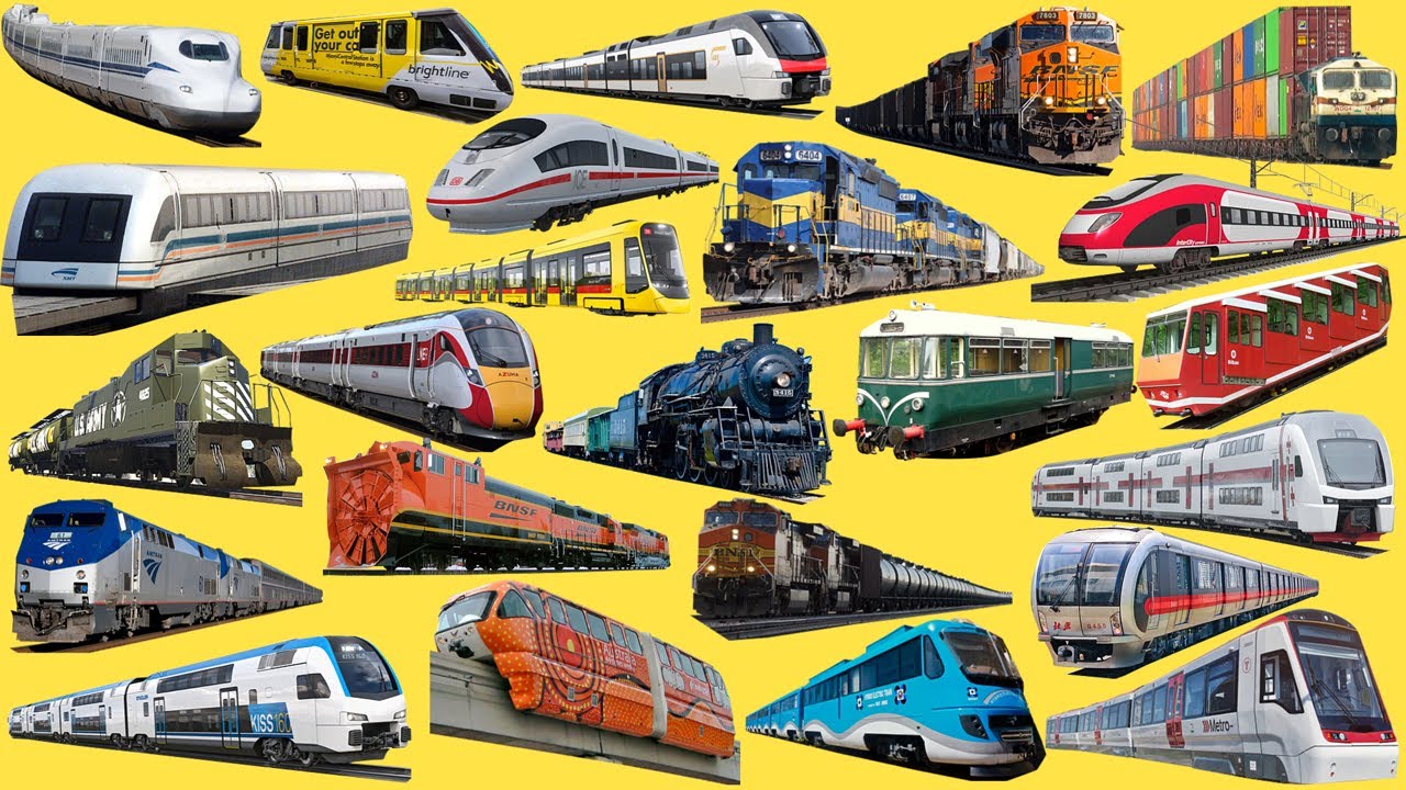 Звуки названий поездов и железных дорог | Изучаем транспорт на английском языке | Трамвай, метро,...