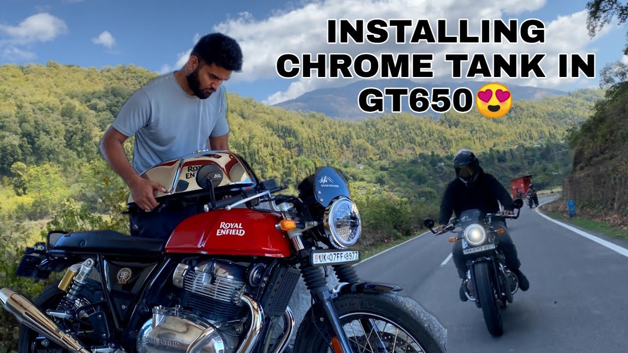 Installing Chrome Tank In Continental GT650😍Royal Enfield
