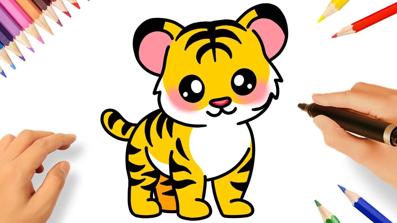 CÓMO DIBUJAR UN TIGRE KAWAII PASO A PASO🐯