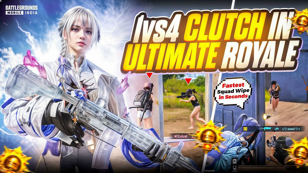 1vs4 Clutches in ULTIMATE ROYAL (60 Fps)