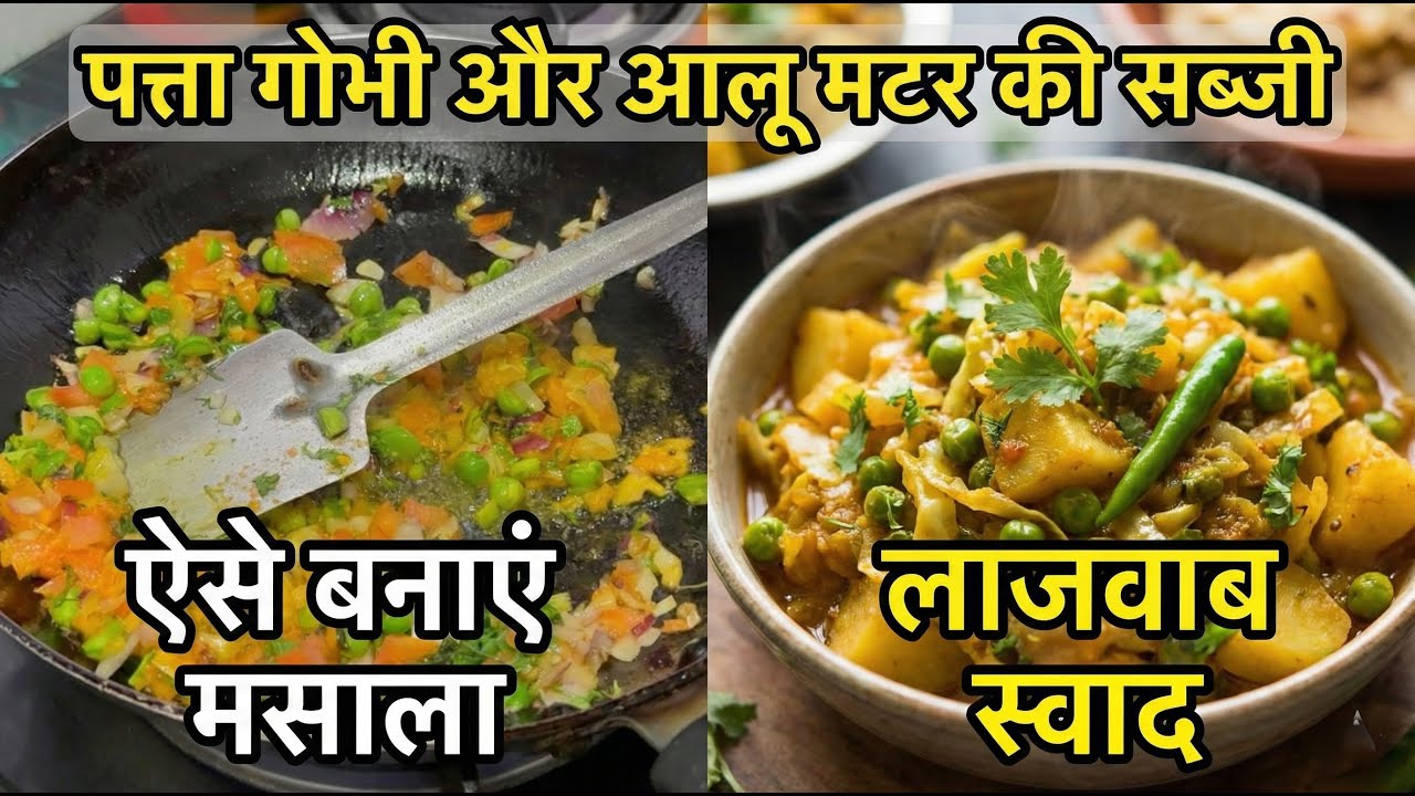 पत्ता गोभी आलू मटर की स्वादिष्ट सब्ज़ी | आसान और झटपट रेसिपी