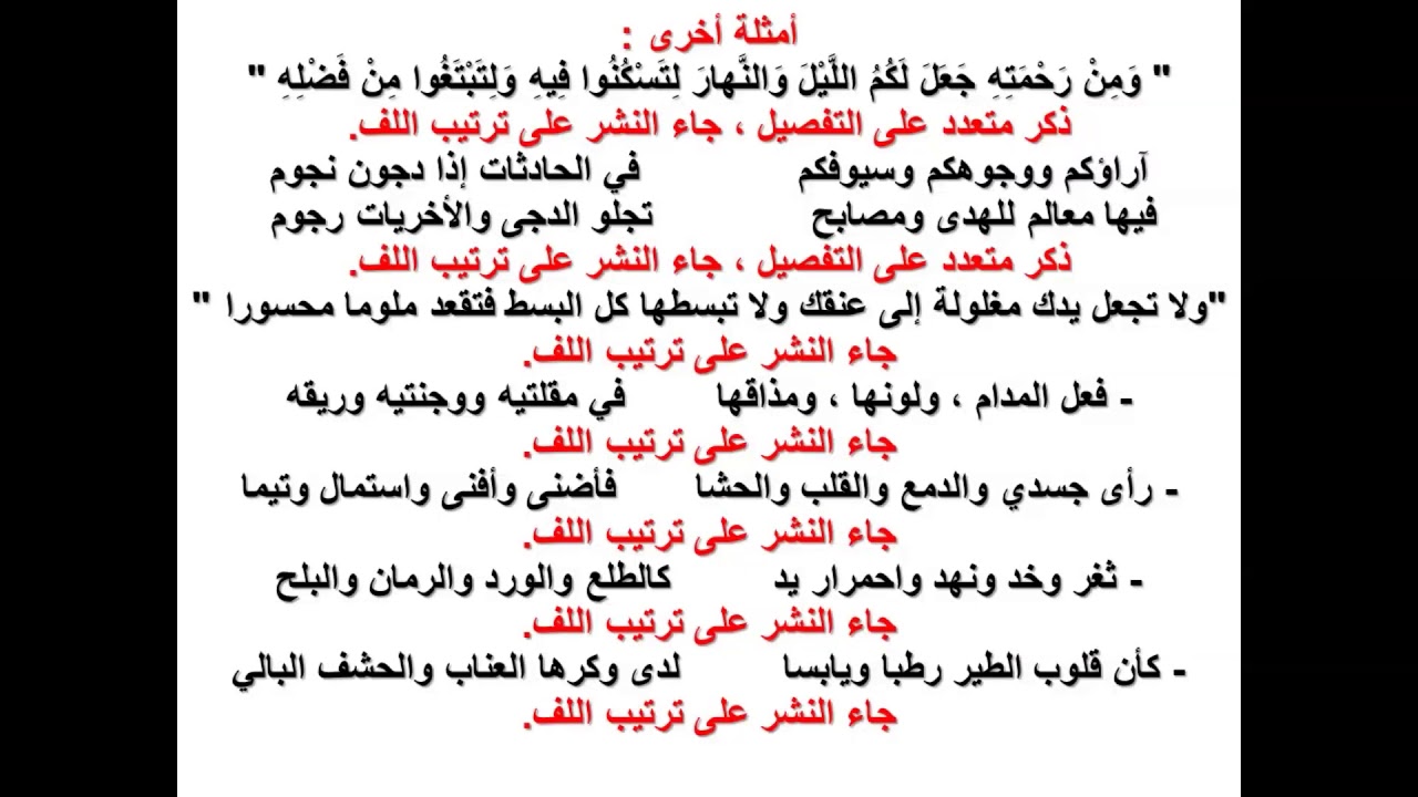 المحاضرة 17 علم البديع اللف والنشر
