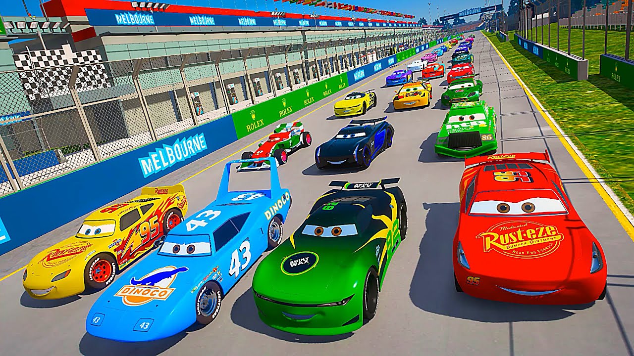 Race Disney Cars 3  - Albert Park Circuit Cruz Ramirez Skin McQueen The King Conrad Camber & Friends