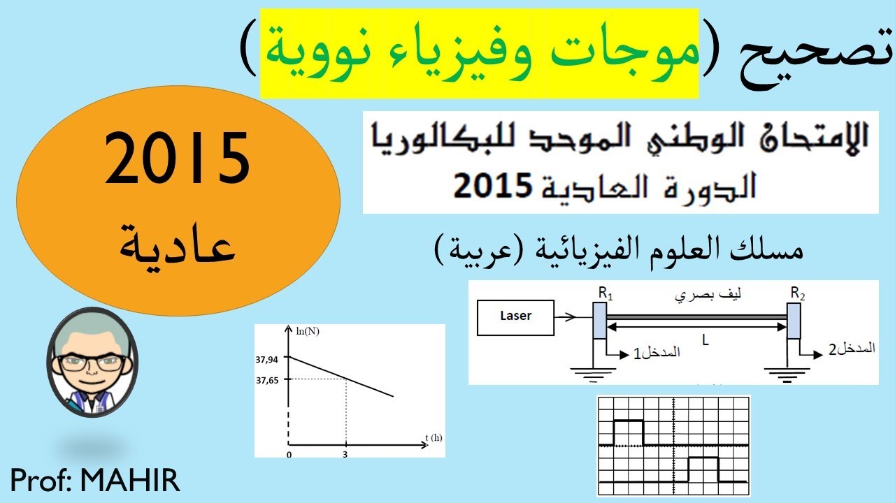 PC(تصحيح (موجات ونووي) امتحان وطني 2015 عادية (تحميل امتحان وتصحيح البقية انظر