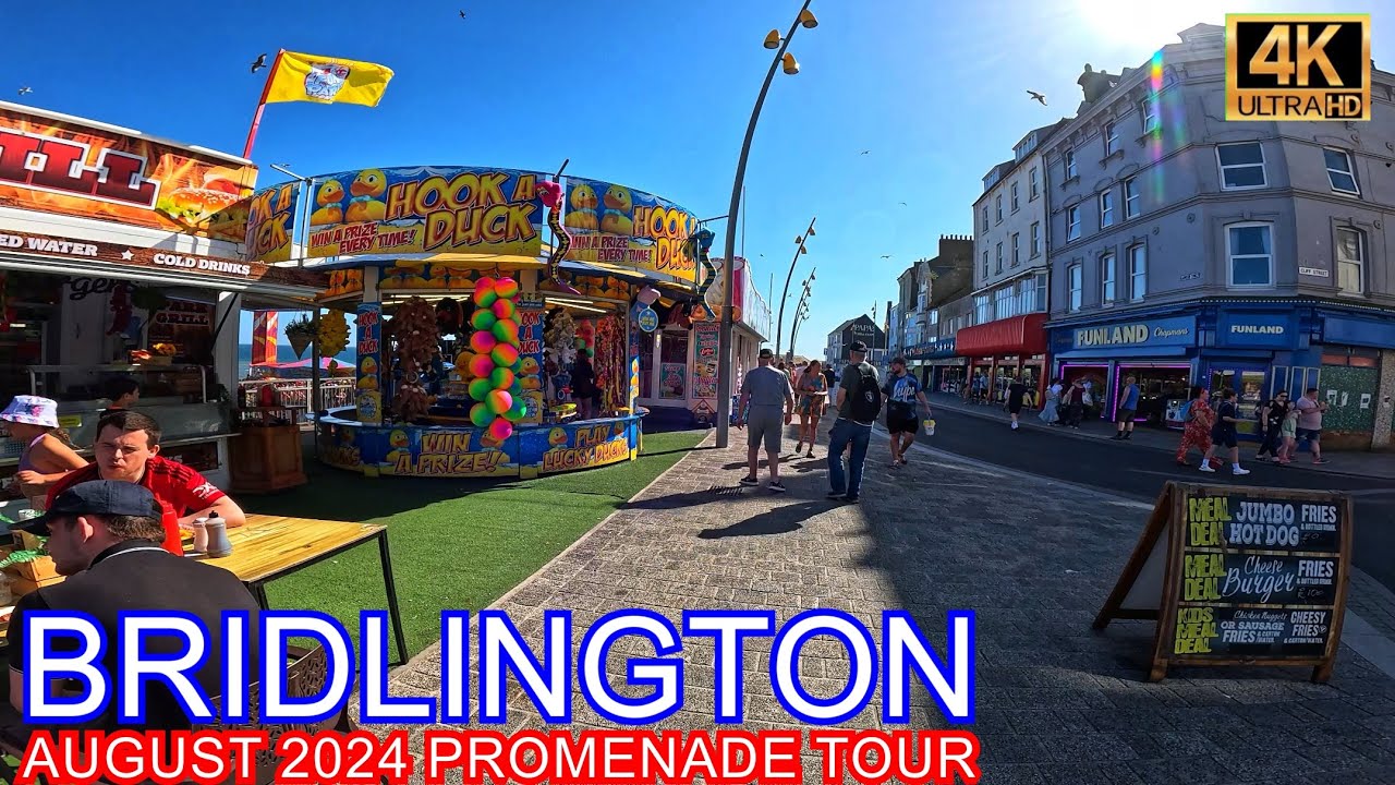 Bridlington, August 2024 Promenade, walking tour, 4K #asmr