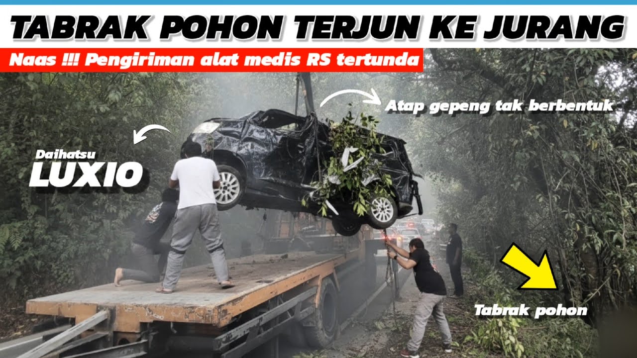 TERJUN KE JURANG LALU TABRAK POHON || Pengemudi sampai patah tulang