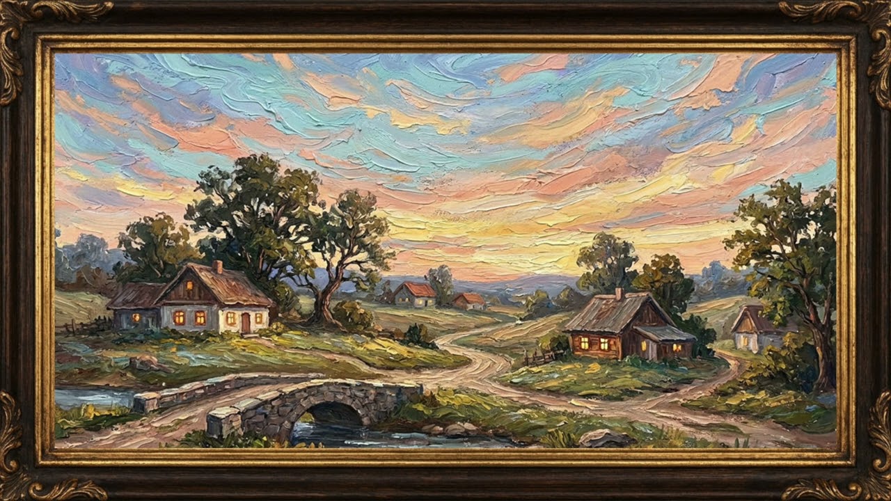 Peaceful Countryside Sunset | Cozy 4K Frame TV Art for Rustic Home Decor