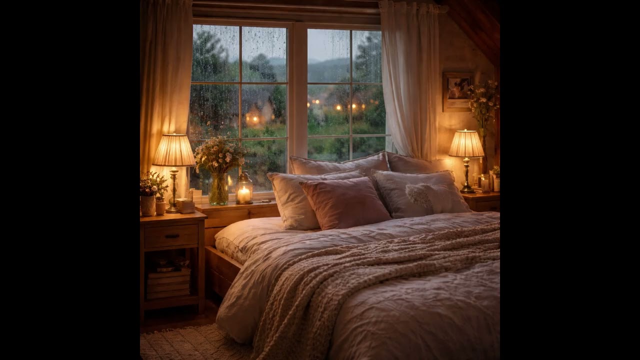 Rainy Saturday Evening | Countryside Bedroom 🌧️ | Cozy Window Rain Sounds for Sleep & Relaxation