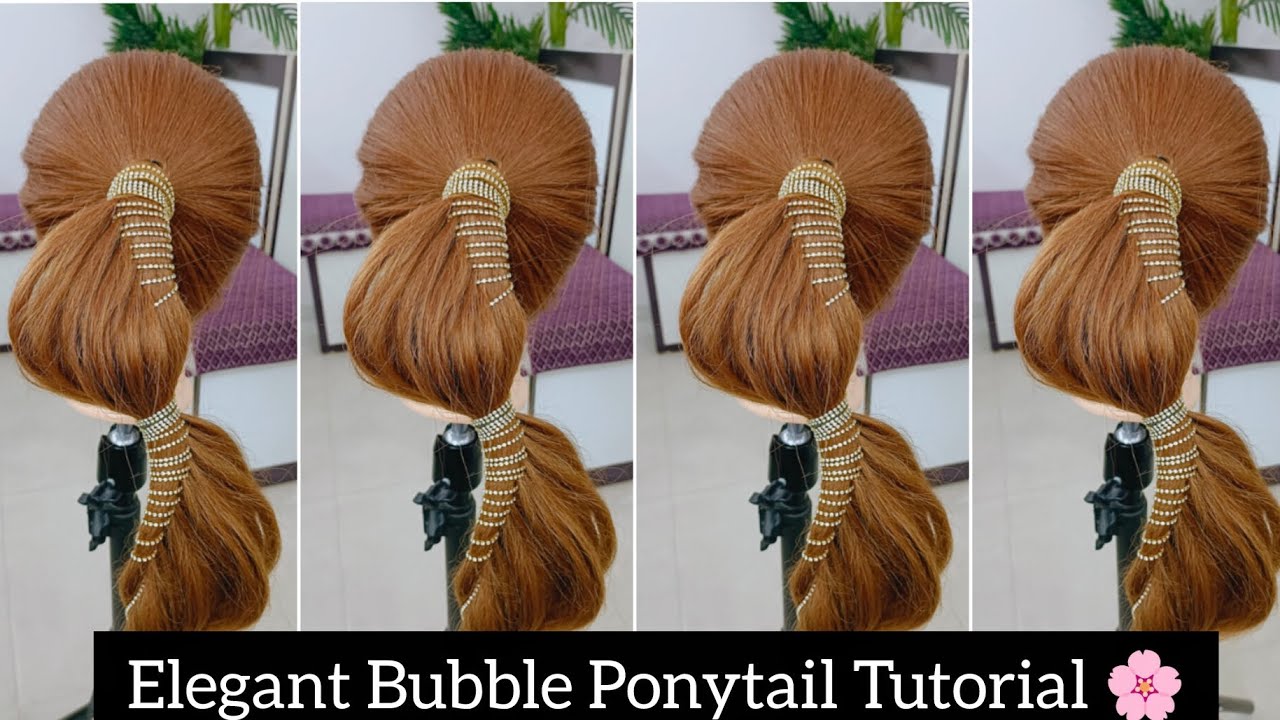 Elegant Bubble Ponytail step by step Tutorial 🌸