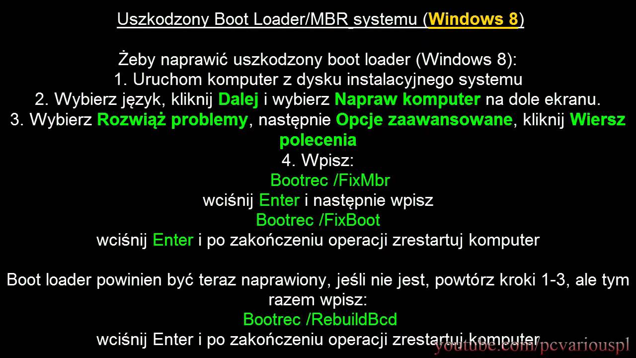 Jak naprawić MBR/Boot loader w Windows Vista/7/8