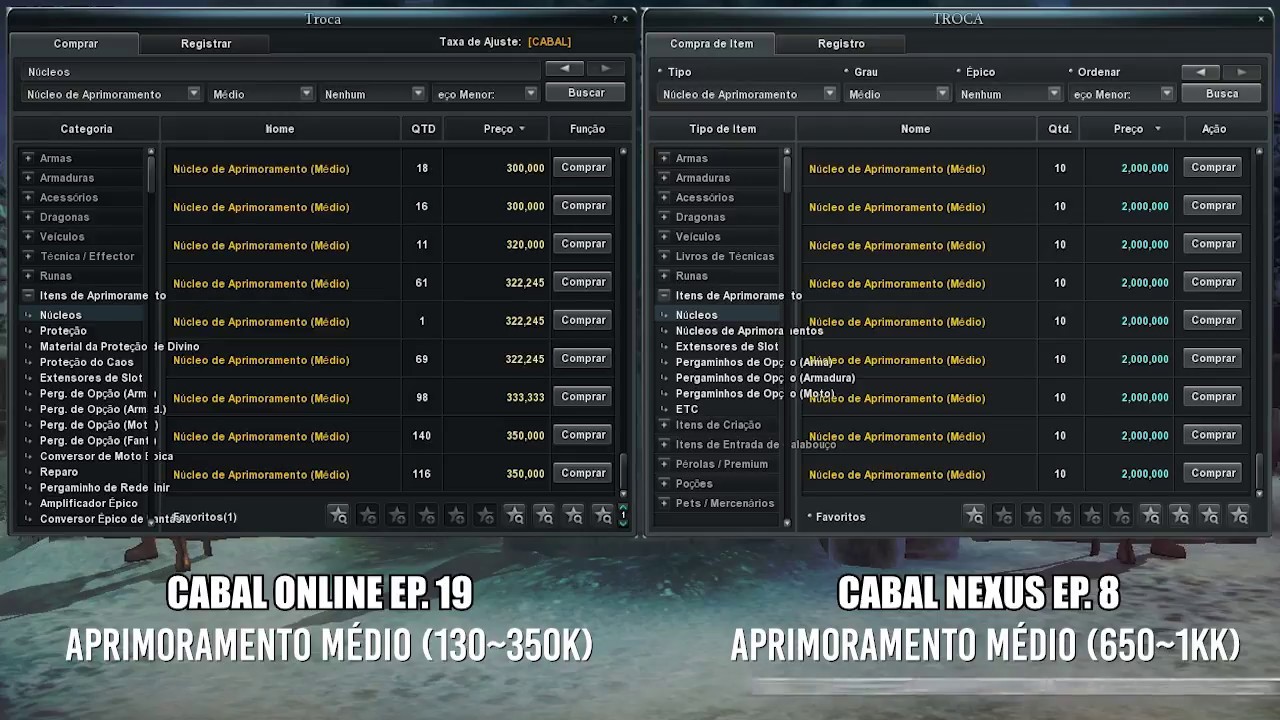 Compara&ccedil;&atilde;o Cabal Online vs Cabal Private (Pre&ccedil;o do Apps)