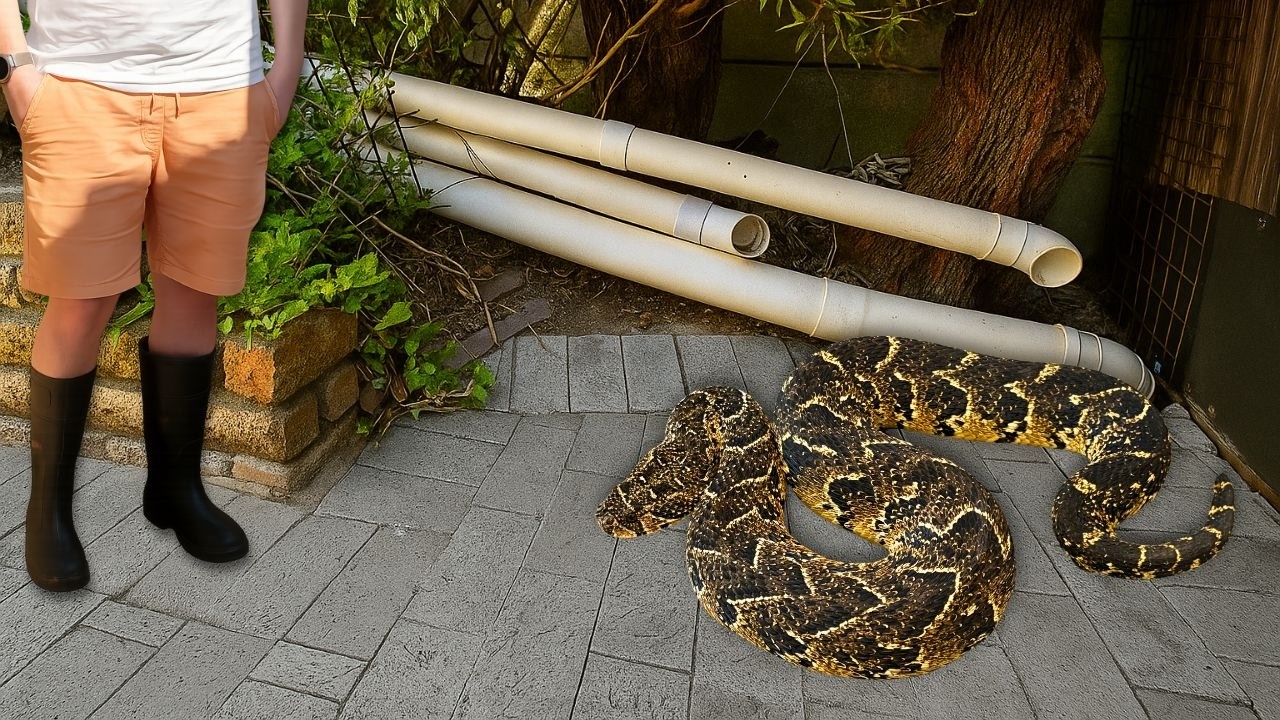 BIG Deadly Snake In Her Yard