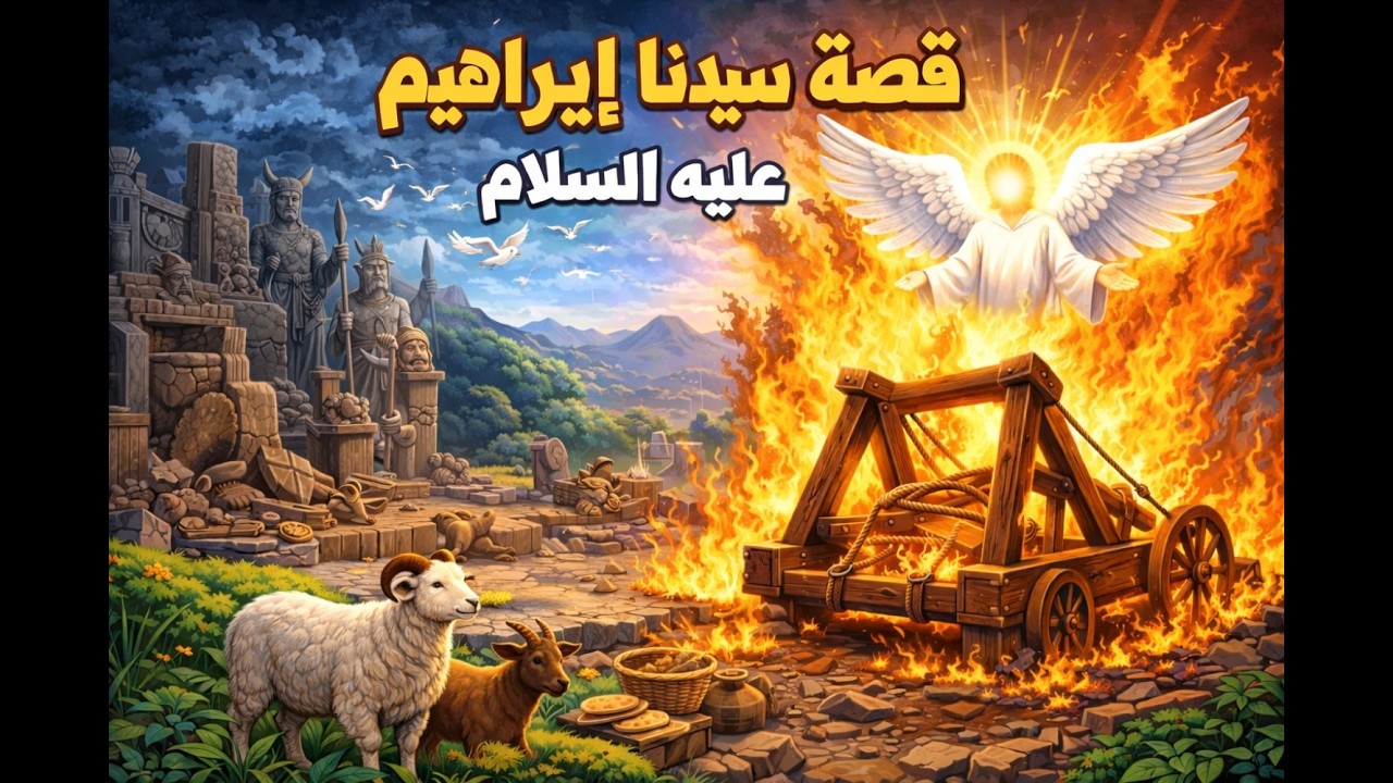 قصة سيدنا إبراهيم للأطفال 🌟 | رحلة البحث عن الخالق وقصة النار المعجزة مع kjkids