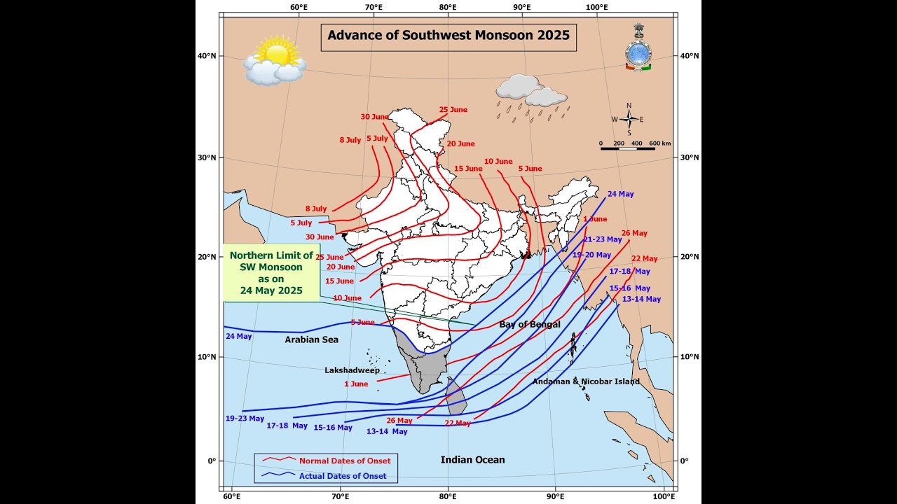 Monsoon onset over Kerala and weather warning for AP 24 May 2025