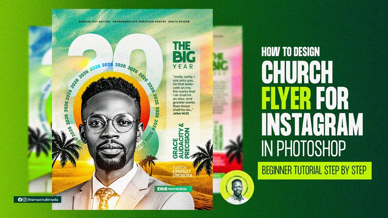 How to Design Modern Church Flyer for Instagram in Photoshop | Beginner Tutorial Step by Step