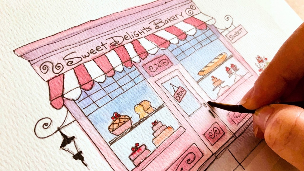 Bakery | Step-by-Step Watercolor Tutorial for Beginners