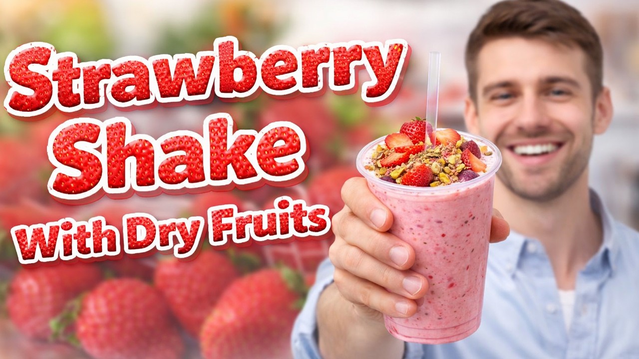 Strawberry Shake With Dry Fruits | Thick & Creamy Summer Special Recipe 🍓🥤