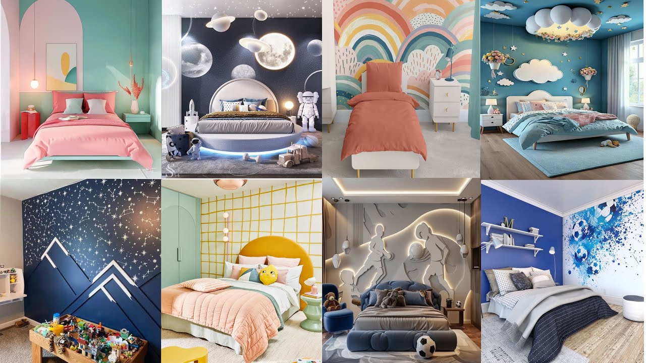 50 Modern kids bedroom wallpaper design ideas | Kids Bedroom wall painting Design Wall Home decor