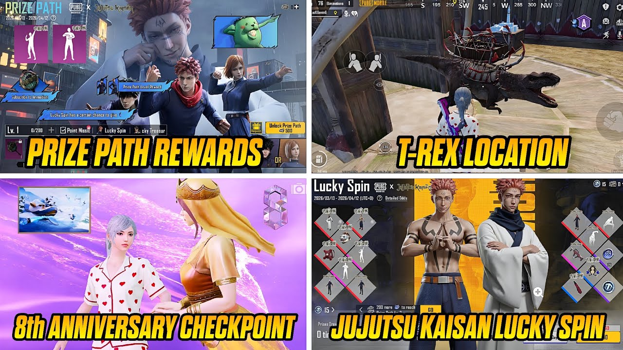 Jujutsu Kaisan Prize Path Rewards | | New Lucky Spin Upgradable Groza | | 8th Anniversary Checkpoint