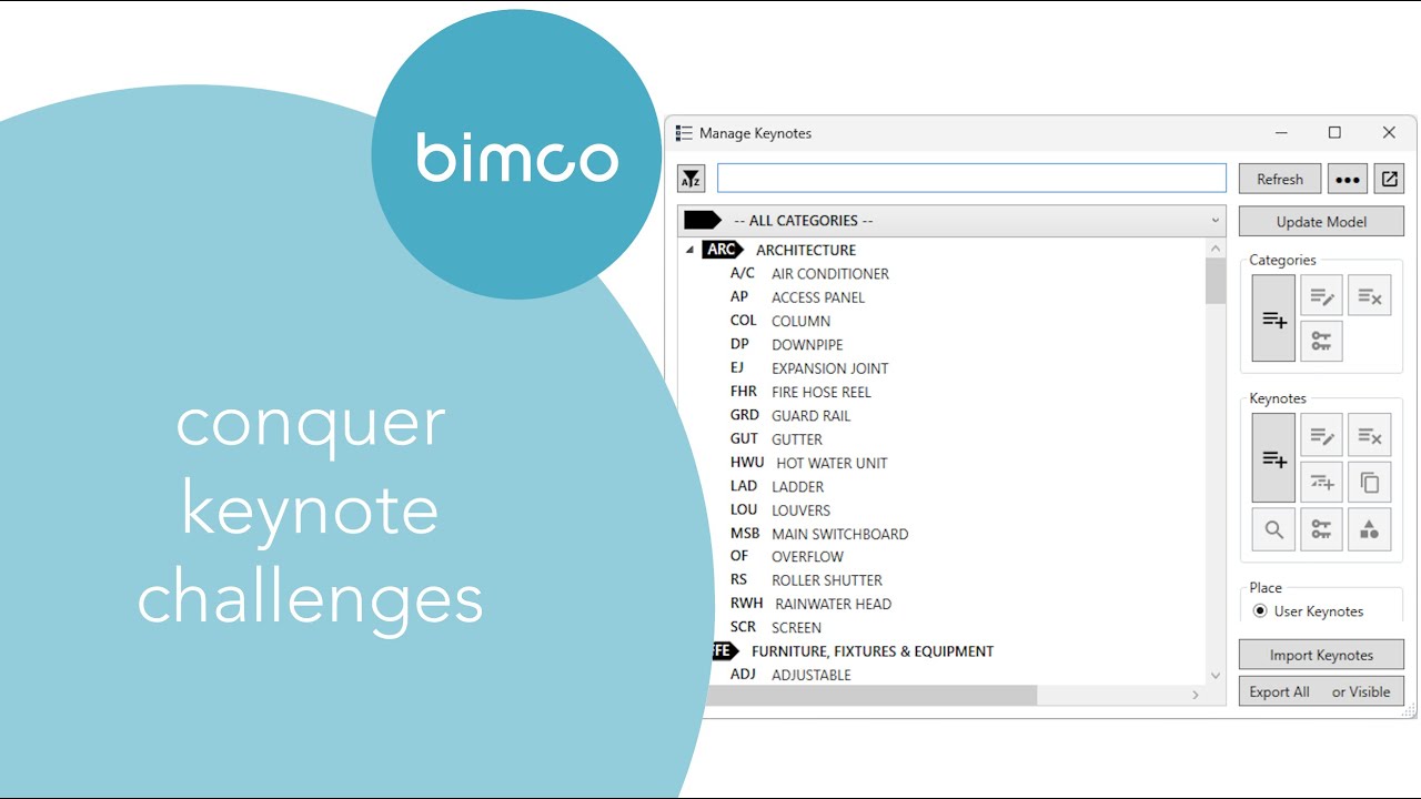 Managing Keynotes using pyRevit - bimco Revit File Management Training Tutorial