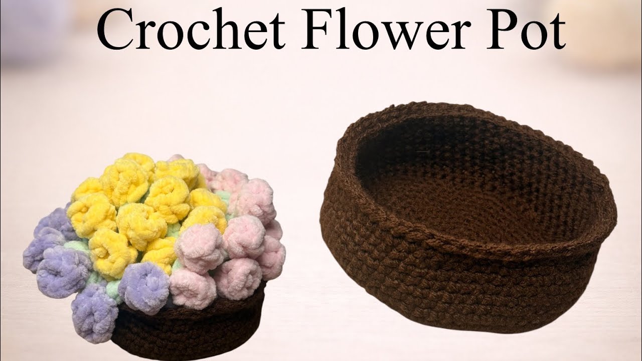 Crochet Flower Coaster - Pot Tutorial | Part 2
