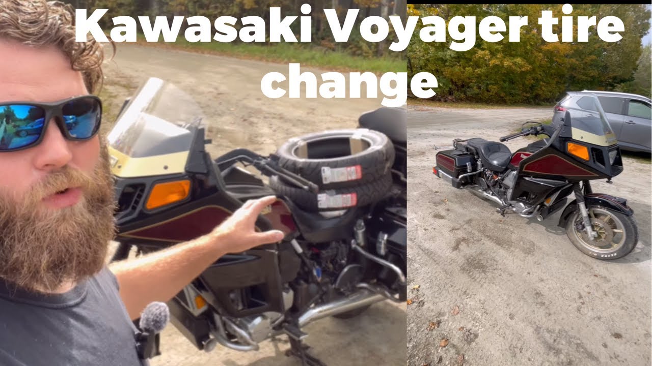 1984 Kawasaki Voyager 1300 gets some new tires and maintenance done