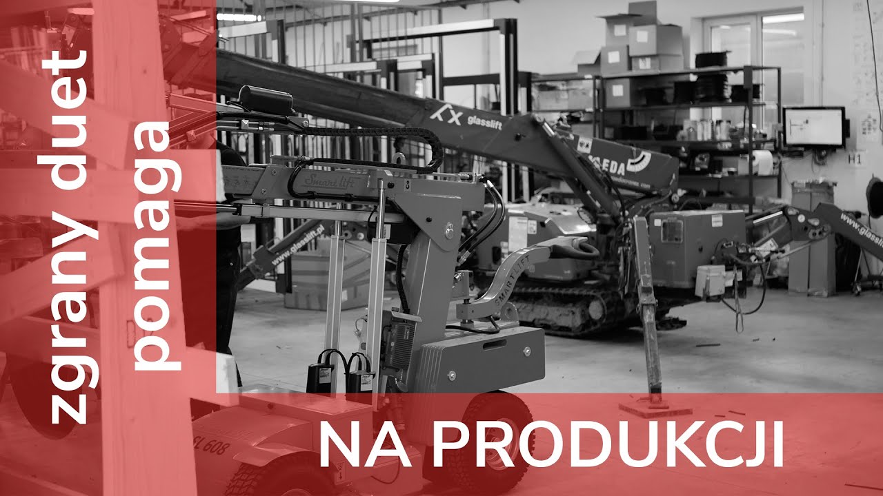 Manipulator Smartlift SL608 i mini żuraw Maeda 285C przy produkcji wielkiego okna HST