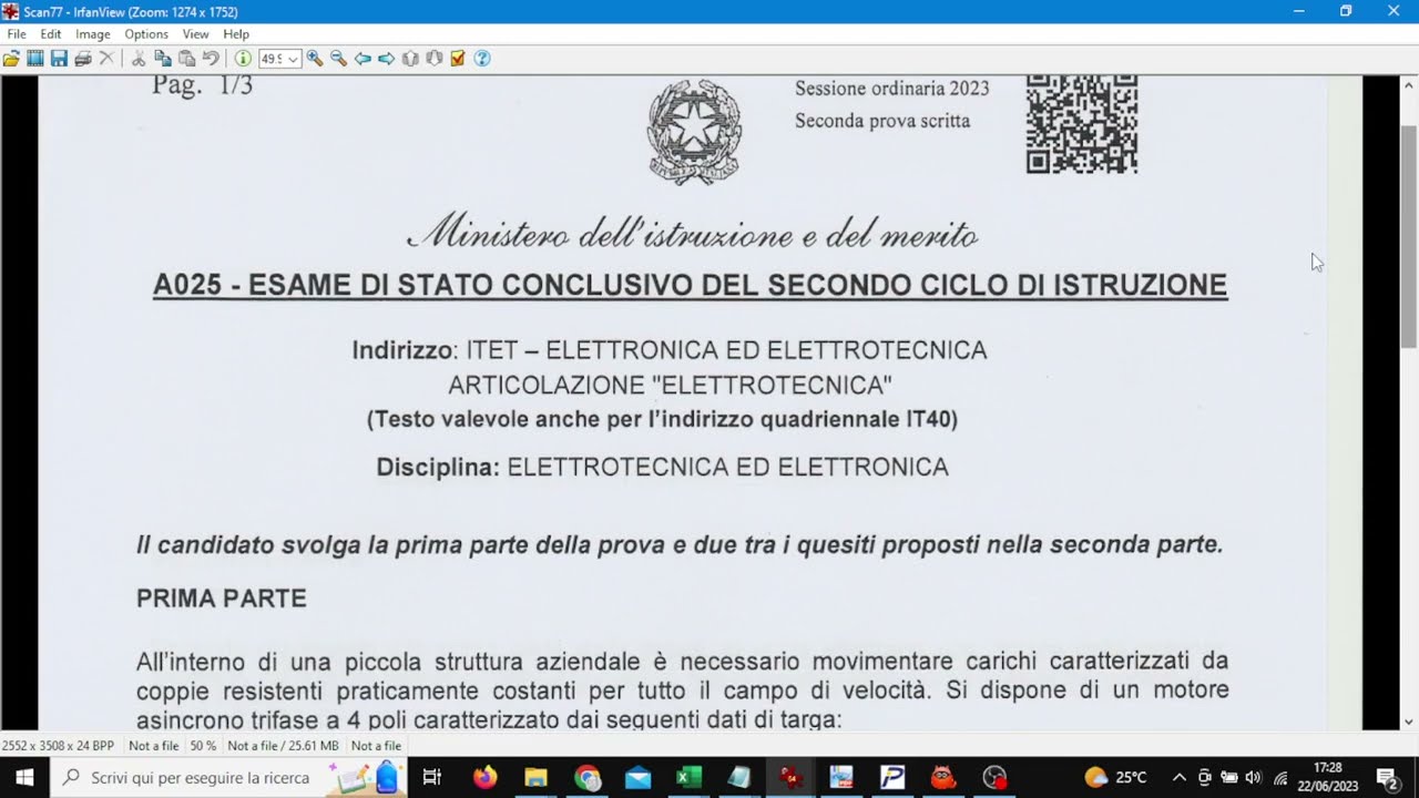 DV 148 Soluzione Tema d'esame di elettrotecnica di quest'anno 2023