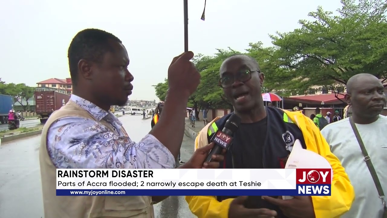 Rainstorm disaster: Parts of Accra flooded; 2 narrowly escape death at Teshie. #JoyNews