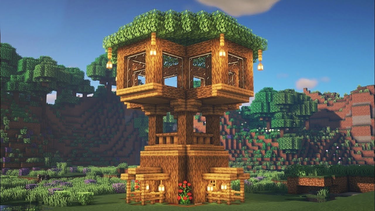Minecraft Baumhaus bauen Tutorial 1.19 - einfaches Baumhaus bauen in Minecraft Survival