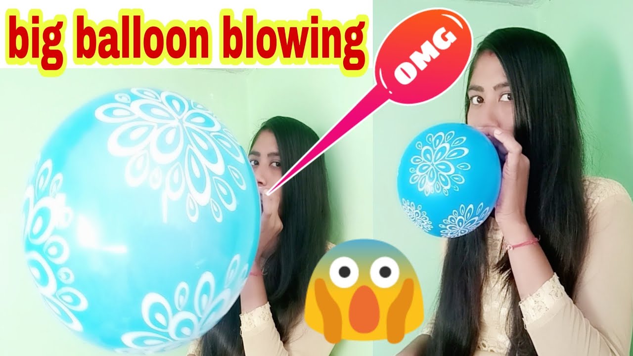 Big and blue polka-dot balloon blowing by me // balloon challenge 🎈  #balloon #challenge