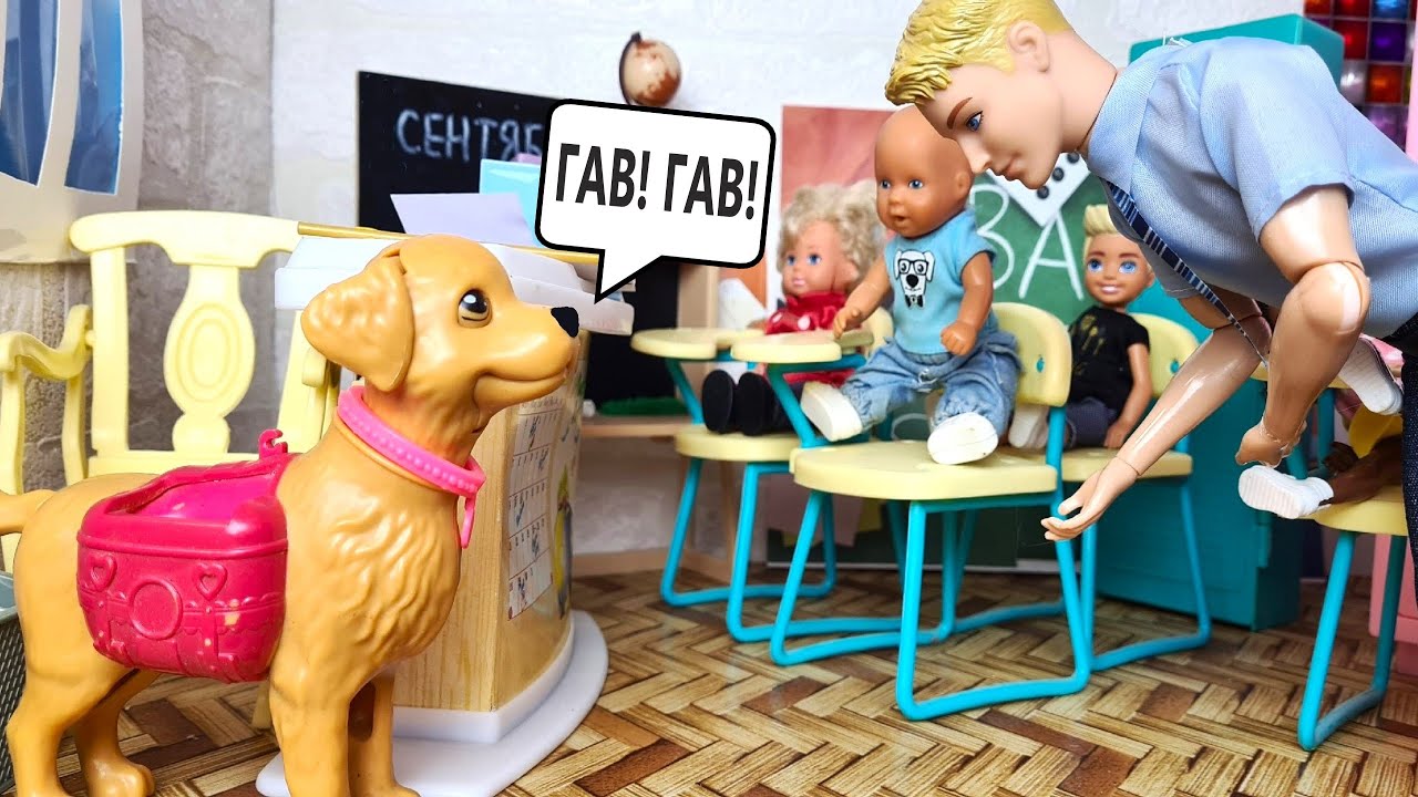 ААА! СОБАКА В ШКОЛЕ!🐶 КОНТРОЛЬНОЙ НЕ БУДЕТ! Катя и Макс веселая семейка! Куклы Барби Даринелка ТВ