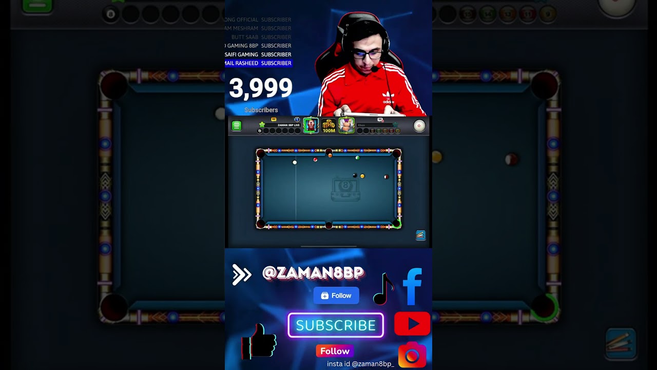 Shot Level 999 😱  4K Subscribers Special #shorts  #8ballpool #gamingonyoutube #snooker