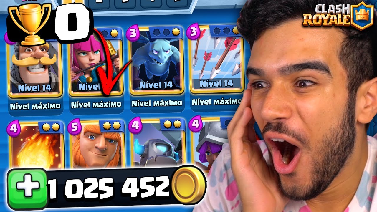 UPEI TODAS AS CARTAS PRO NÍVEL MÁXIMO NA ARENA 1!! CLASH ROYALE