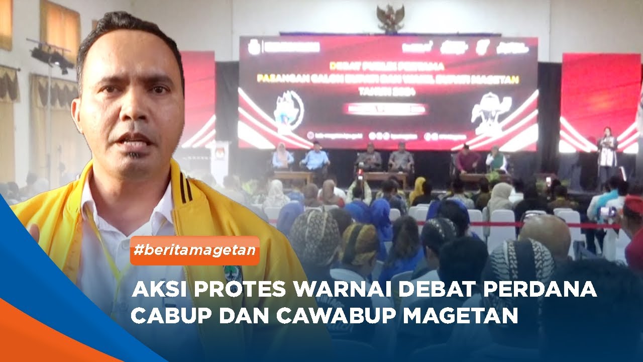 MAGETAN - Aksi Protes Warnai Debat Perdana Cabup Dan Cawabup Magetan