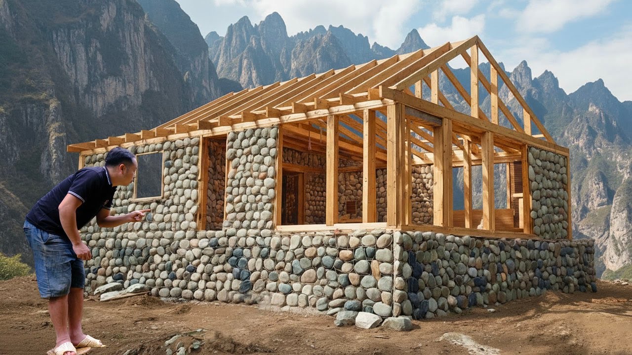 Lone Man Single-Handedly Built a Stone-and-Wood House in Just 30 Days.